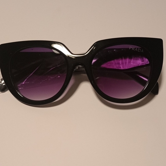 Prada Black and Purple Oversized Cat-Eye Sunglasses - Picture 1 of 5